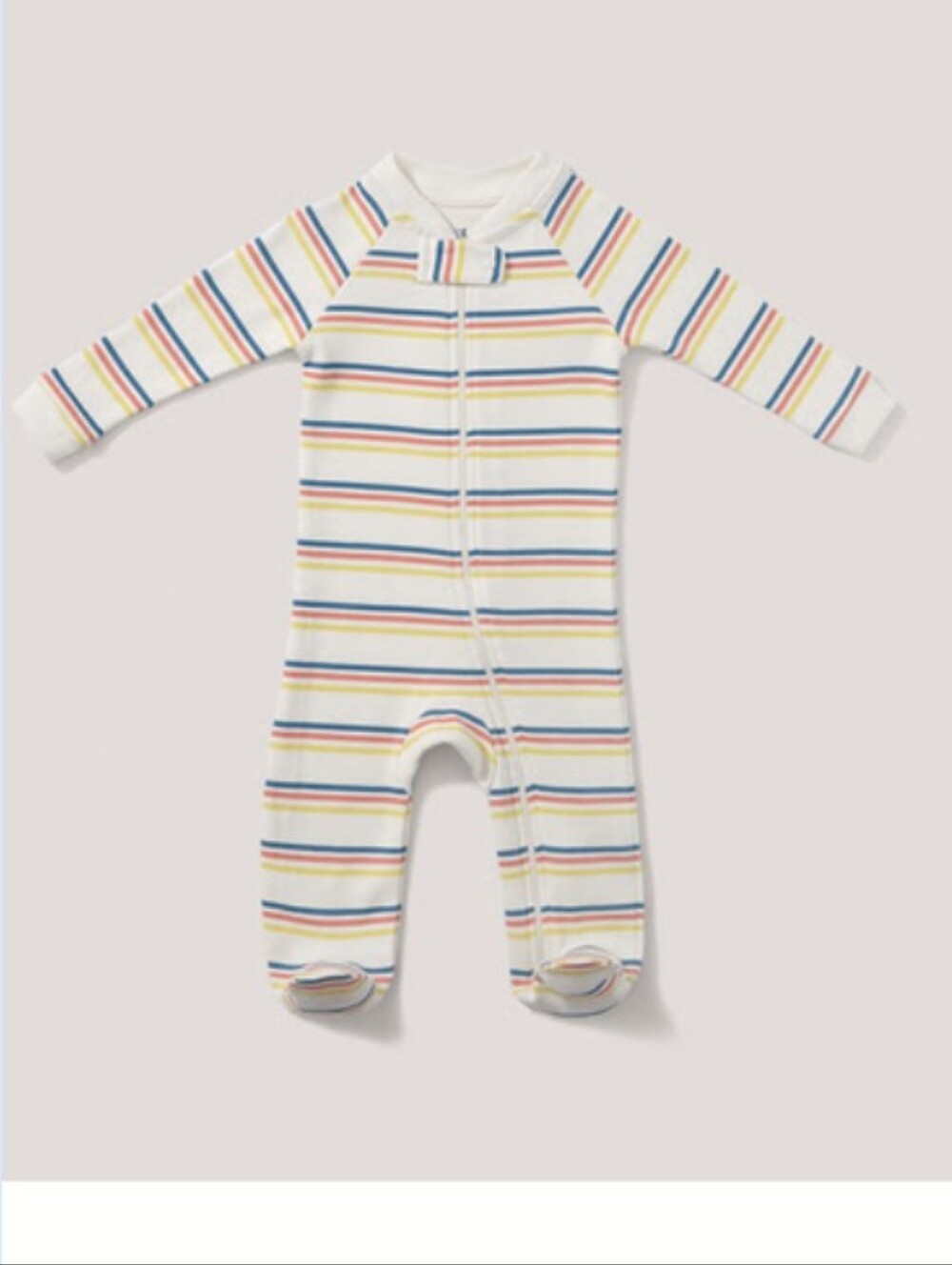 Pact organic Fiesta stripes Footed Baby One-Piece Zip Sleeper, 9-12 mo NWT